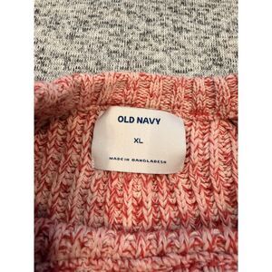 Old Navy Marled Knit Crewneck Raglan Sweater Pink Red Cream Women’s XL